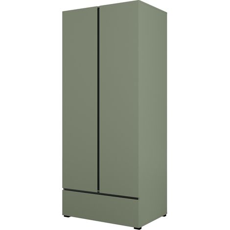 Armadio HAVANA 90 cm – 2 ante + 1 cassetto – Color salvia verde e nero – Design moderno e compatto