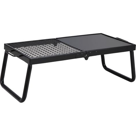 Grille de Camping Pliable en Acier Résistant, 57cm, avec Pieds et Sac de Transport, pour Cuisson au Feu de Camp en Plein Air (1/5)