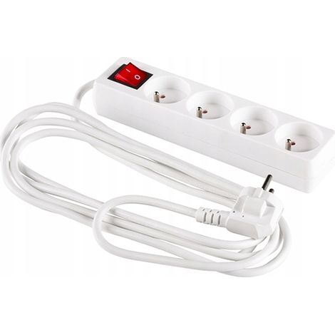 Cable alargador de 4 tomas, 3 m +0 con interruptor