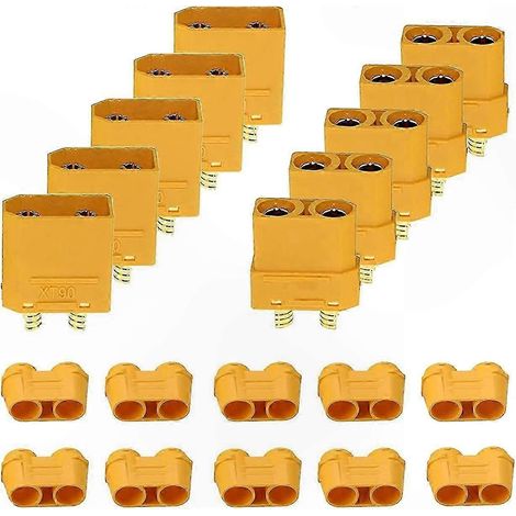 Connecteurs XT90 mâle femelle, 5 paires avec gaine de protection, fiches pour modélisme RC (1/5)
