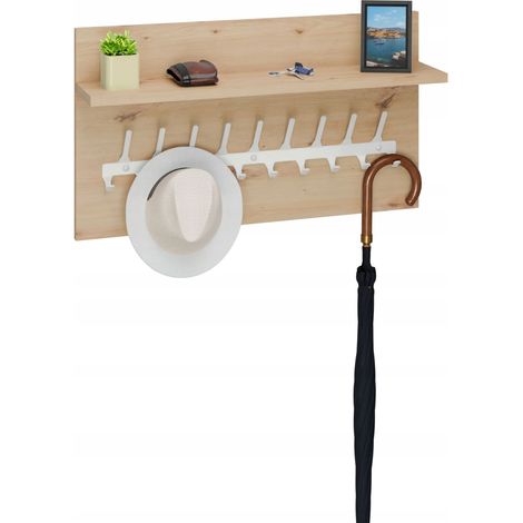 Kleiderständer Loft, 70 cm – Weiß + Eiche, massiv und stilvoll (1/5)
