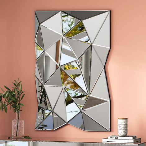 35.4in x 23.6in Modern Art Geometric Fragmented Wall Mirror - Decorative Accent for Living Room & Entryway (1/5)