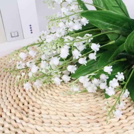 Fleurs artificielles Lily of The Valley Bouquet Sprays Fleurs en soie Centres de mariage (1/4)