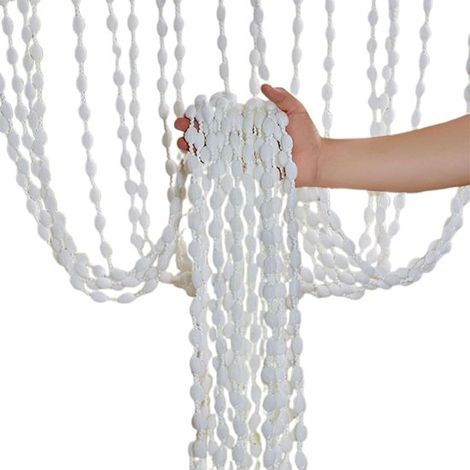 Rideau de Perles Blanc 100×200 cm Bonne Aération - Rideau Porte Perle Décoratif pour Porte Fenêtre et Séparation de Pièce (1/5)