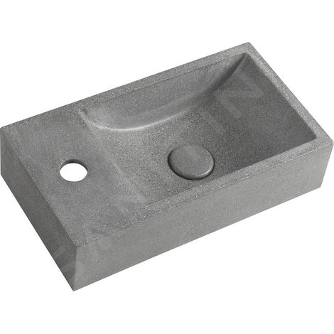 Sapho Small - Lave-mains 400x220 mm, sans trop-plein, un trou de robinetterie à droite, granite noir AR403 (1/5)