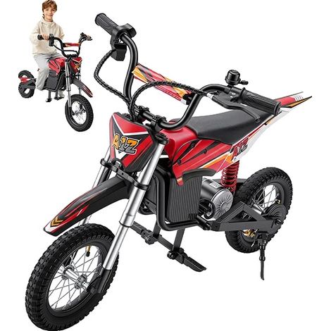 Moto eléctrica de juguete para niños, materiales seguros, sistema de frenado fiable, color rojo. (1/5)
