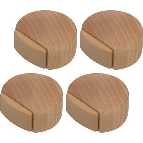 Butée de Porte Adhesive - Arrêt de Porte en Bois pour Sol et Parquet - Stop Porte Adhésif - Butoir de Porte Discret et élégant - Lot de 4 (Hêtre) (1/5)