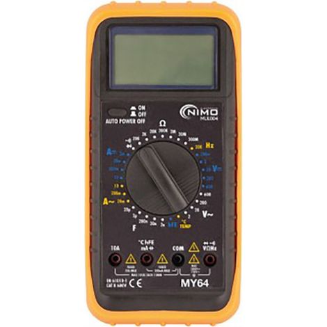 EDM – Multimètre numérique NIMO MY-64 – Test de courant jusqu'à 10A – Tension jusqu'à 600V – Affichage LCD – Test de fréquence et de résistance (1/2)
