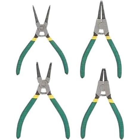 Set of pressure ring pliers, pliers with curved jaws, multi-functional tool for pipes, spring design, joints and fasteners, compact and portable, 3.5 cm, ABS metal, 800 g, Green - (1/5)