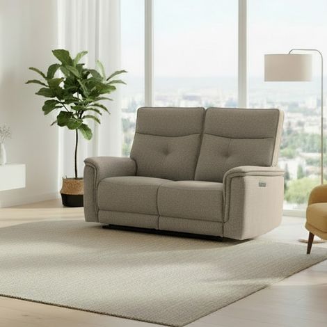 Divano recliner Elysio 2 posti elettrico in tessuto sabbia 157 cm (1/5)