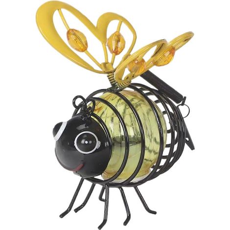Lampes solaires abeilles d'extérieur à suspendre avec crochet, éclairage LED automatique en métal à économie d'énergie pour patios et cours. (1/4)