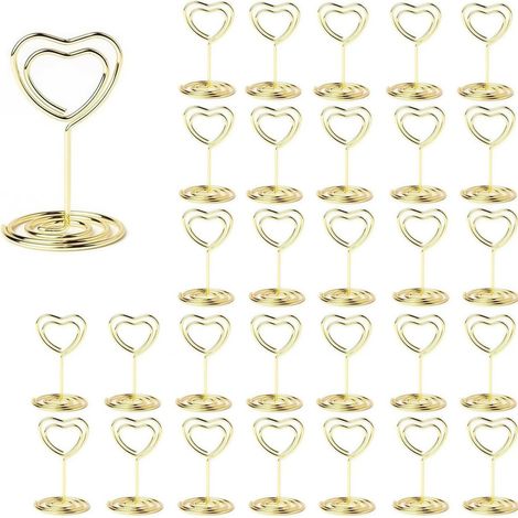 Lot de 30 Porte-Cartes de Place Dorés en Forme de Cœur pour Photos, Menus et Tables de Mariage (1/5)