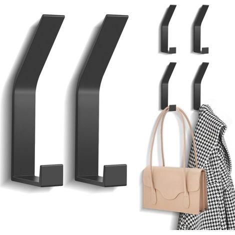 Bardusch 6 PCs Patères, Porte Manteau Mural (Vis Invisibles), Crochet Porte Manteau Moderne pour Vestes, Manteaux, Vêtements, écharpes, Sacs à Main et Plus (Noir) (1/5)