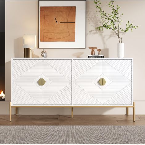 Sideboard 4 Türen mit Stauraum 162x40x80 cm Weiß OKMYHOME (1/5)