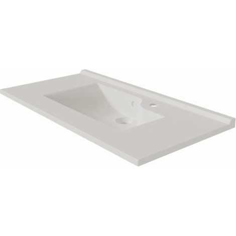 Cuisibane – Vasque à poser rectangulaire 90 cm en résine de synthèse – Épaisseur 2 cm – Dosseret 1,5 cm pour éviter infiltrations – Blanc