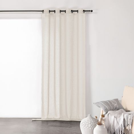 Voilage tamisant en gaze poly-lin à œillets Ecru 140x260 cm