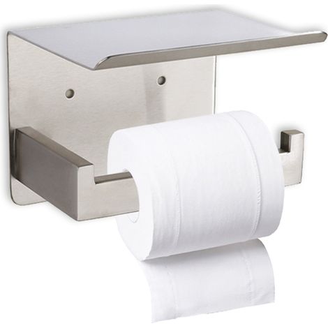 Support Pour Papier Toilette - En Acier Inoxydable 304 - Fixation Adhésive Ou Percée - Pour Salle De Bain Cuisine Camping - 1 Pièce (1/5)
