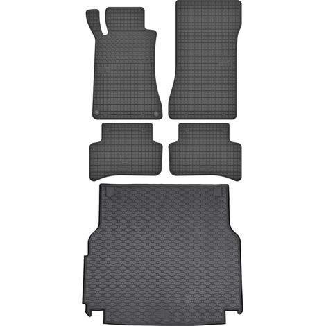 Set di tappetini in gomma per auto e tappetino per bagagliaio per Mercedes Classe C W204 Station Wagon dal 2007 al 2014.
