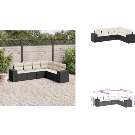6-tlg. Garten-Sofagarnitur mit Kissen Schwarz Poly Rattan - Gartensofas - Outdoor Möbel - Gartenmöbel Set - Rattan Gartenmöbel - Lounge Set (1/3)