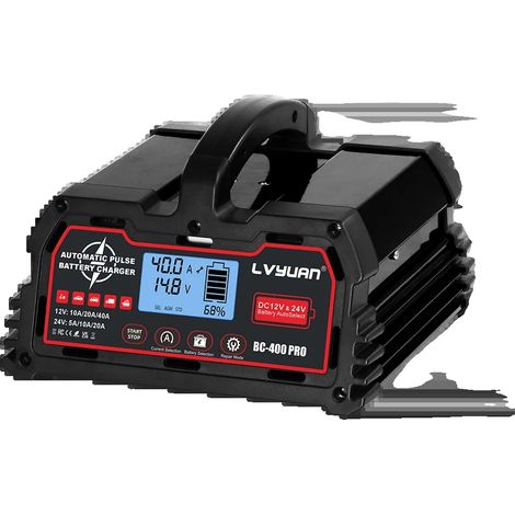 Caricabatterie, funzione di riparazione a impulsi, ricarica multilivello, 40A - nero, spina UE 220V-240V (1/2)