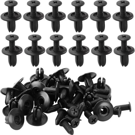 50 Pièces Clips De Fixation Voiture Rivet Plastique 6Mm, Pour Pare-Chocs, Kit De Fixation Auto (1/5)