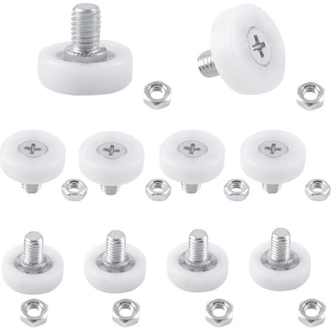 Lot de 10 roulettes de tiroir en plastique POM avec écrous et glissières pour meubles à faire soi-même (diamètre 19 mm) (1/5)