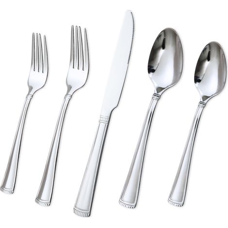1 Ensemble Couverts 20 Pièces, Acier Inoxydable 18/0, Finition Miroir, Pour 4 Personnes, Usage Quotidien (1/5)