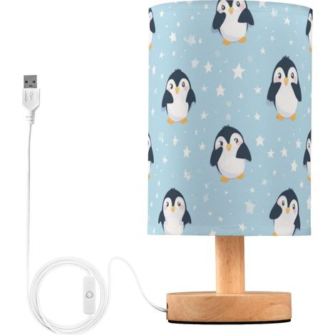 Kcldeci Lampe de chevet motif pingouins mignons bleus pour (1/5)