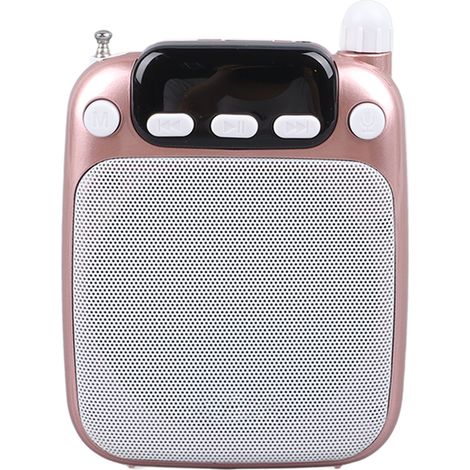 Amplificateur vocal portable rechargeable Bluetooth avec microphone filaire et casque-micro pour enseignants, or rose (1/5)