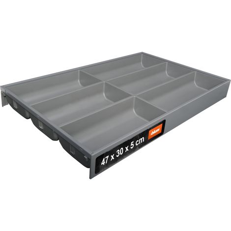 range-couverts Soft-Touch organiseur de tiroir pour tiroir et meuble de cuisine modernes protège trie et range couverts Dimensions 47×30×5 cm Gris Orion (1/5)