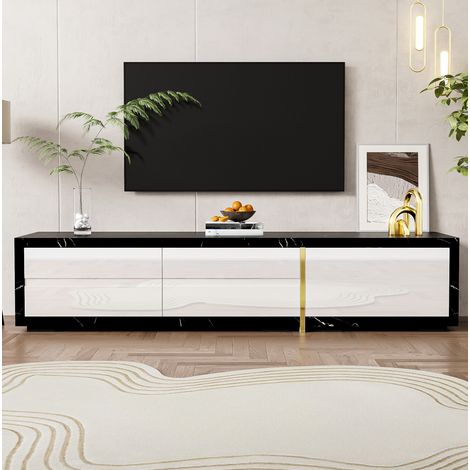 Moderner TV-Schrank Mit Variabler Länge (140-260 Cm), Drehfunktion, Marmoroptik Schwarz (1/5)