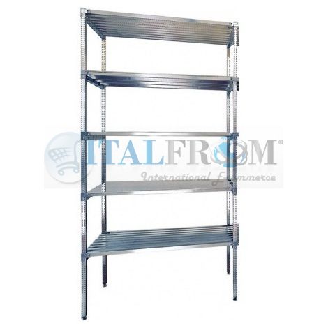 MODULO INIZIALE - Scaffalatura in acciaio INOX , H 250 cm , L 120 cm , PROF. 50 cm , con 5 ripiani (1/3)