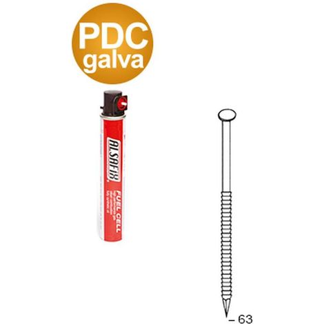 2 040 Pointes Annelées Galvanisées en Bande 34° (Pack) - 28x63 mm + 2 Cartouches de Gaz Rouge - D-Work (1/5)