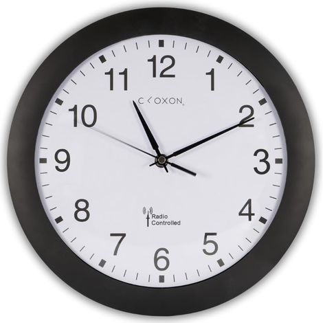 Horloge murale radio-pilotée de 30 cm - Noire - Pour cuisine, salon, bureau - Grande horloge murale radio-pilotée - Noire (1/5)