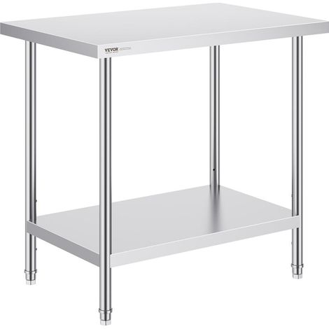 Table de Travail Inox VEVOR 61x91,4x86,4 cm Table de Préparation Réglable Cuisine Restaurant Charge 340 kg HET-2436 (1/5)