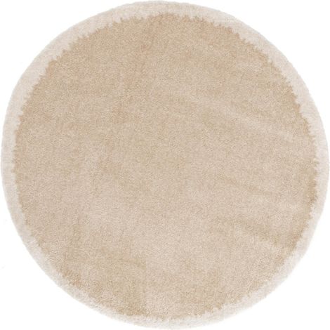 MAYA - Tapis rond à poils doux effet shaggy beige D160