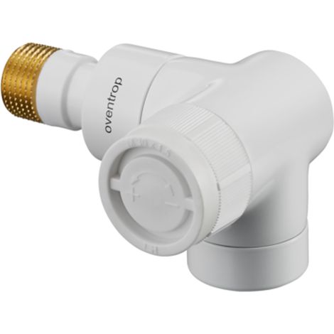 OVENTROP Válvula termostática E angular-esquina derecha DN 15, Rp 1/2 x R 1/2, PN 10, con recubrimiento de polvo blanco, 1163463