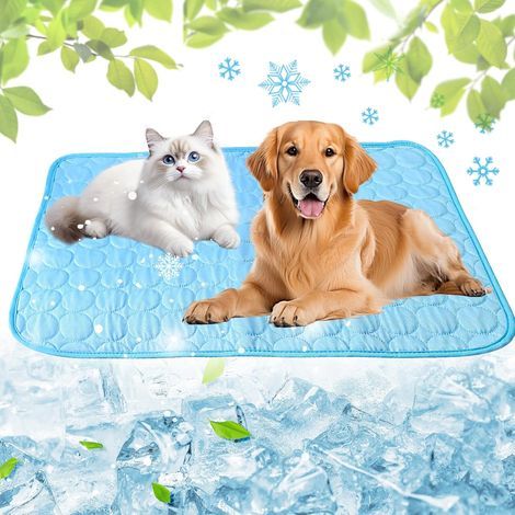 Kühlmatte für große Hunde – 100 x 70 cm, atmungsaktives Kühlkissen aus Eisseide, waschbar, strapazierfähige Kühlmatte aus Eisseide für Haustiere (1/5)