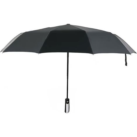 Parapluie pliant automatique AU20 en vinyle noir et argent, résistant aux intempéries