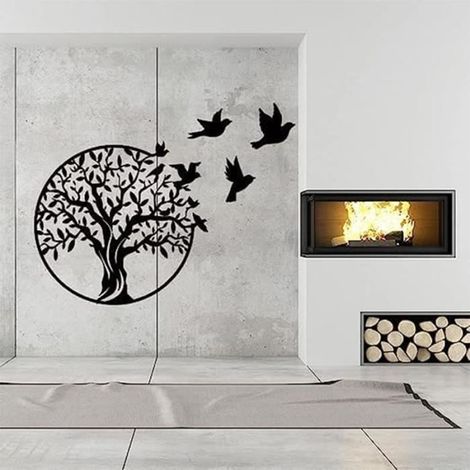 Décoration murale - Arbre de vie - Métal - 49 cm - Noir - Contemporain (1/4)
