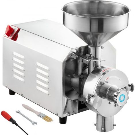 Moulin à Grains Électrique pour Soja, Broyeur à Épices Commercial 2200 W, Moulin à Farine 50 kg/h, en Acier Inoxydable, pour Moudre Rapidement Céréales Épices Herbes Poivres Maïs Arachides (1/3)
