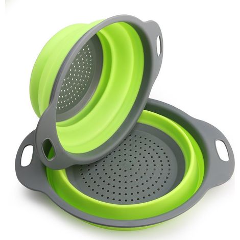 Colador Plegable MINKUROW, 2 Piezas, Colador Plegable De Silicona, Colador Plegable, Colador De Cocina, Pasta Ordenada Passa (Rojo) (1/4)