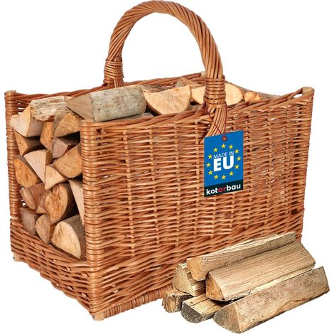 KOTARBAU® Panier Osier - Panier à Bûches - 45 x 29 x 45 cm - Marron - Rangement Osier - Naturel - Rectangulaire - avec Anse - pour Cheminée (1/5)