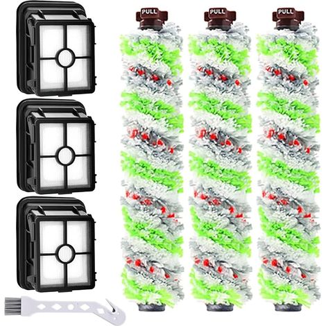 FOREHILL Lot de 3 filtres de Rechange et 3 Rouleaux de Brosse Multifonction pour Animal Domestique Bissell Crosswave 3 en 1 pour aspirateur Bissell CrossWave 1866 1785 2052 1713 (1/5)
