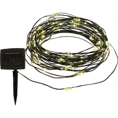 CATENA LUMINOSA CON PANNELLO SOLARE 100 GOCCE DI LED BIANCO CALDO