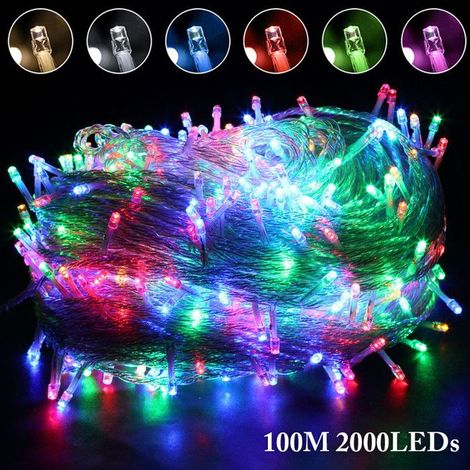 1 Guirlande lumineuse, 2000 LEDs, Multicolore, IP44, 8 modes, 100M, Intérieur Extérieur, Noël Mariage (1/5)