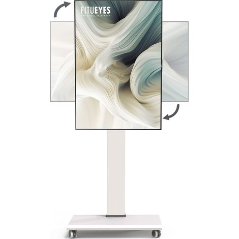 FITUEYES Support TV sur pied mobile 32-75 pouces pivotant 90°- Blanc