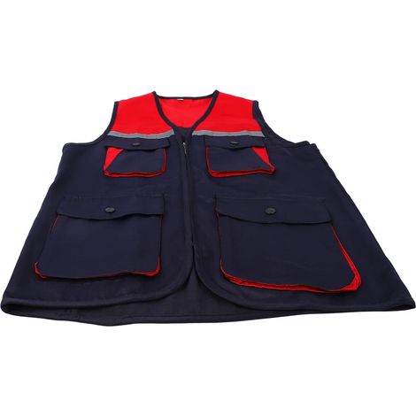 Reflective Work Vest with 4 Pockets, High Visibility Vest with Color Block Front and Reflective Strips (1/5)
