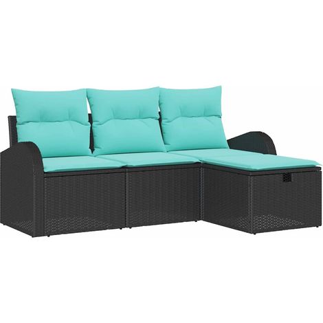 Garden Sofa Set with Cushion 4 pcs Black Poly Rattan vidaXL (1/5)