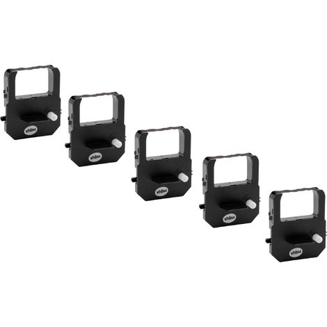 vhbw 5x Ribbon Cartridge compatible with Simplex 300, 1602, EP40, EP800 Dot Matrix, Receipt Printer - Black Ink Ribbon